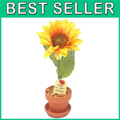 Girasol artificial en maceta de terracota - 18 aniversario Foto 1 de 2