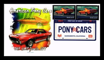 DR JIM STAMPS US COVER PONY CARS IMPERFORATE FDC COMBO PANDA CACHET - Image 1 of 2