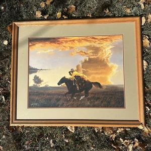 Tim Cox Just For The Heck of It Framed Western Horse Cowboy Art Print 38" X 32" - Picture 1 of 6