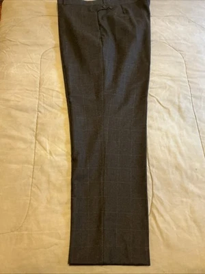 mens dress pants 38x32 International Concepts 100% Wool Brown Check - Image 1 of 4