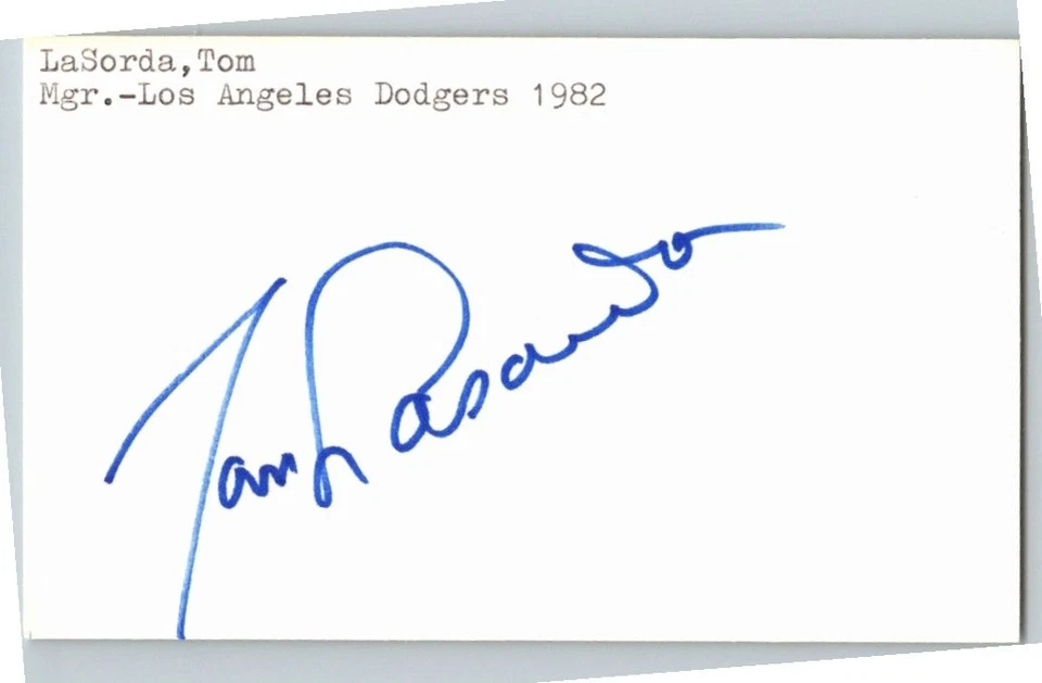 -Tommy LaSorda- (d.2021) Signed/Autograph/Auto Index Card LA Dodgers HOF MLB - Image 1 of 1