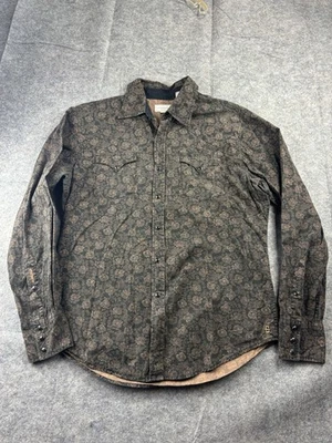 Stetson Cowboy Western Floral Brown Paisley Shirt Long Sleeve Pearl Snap Men's L - Image 1 of 4