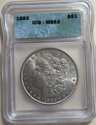 1882 Morgan Silver Dollar ICG MS63 - Rustic Light Toning - Image 1 of 4