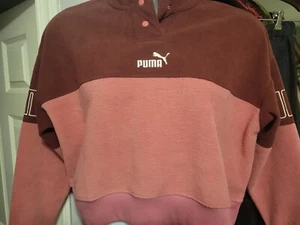 Ladies Puma Sweatshirt, Burgundy w/pink, Nwt, Fleece, Sz L - Picture 1 of 8