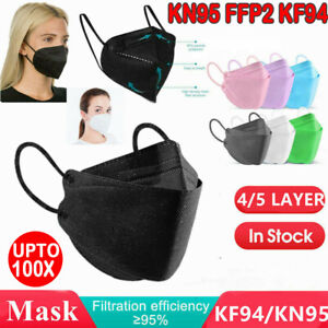 50/100x KF94 N95 KN95 Mask Disposable Particulate Respirator Face Masks 5 Layer