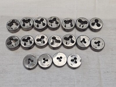 18 Hanson Sae Standard Die Set Threading 1" Round Fixed Dies 1/4 5/16 3/8 1/2 - Image 1 of 4