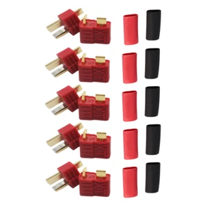 5 Paare XT Dean T-Stecker T-Dean T-Plug T-Connector + Schrumpf Goldstecker RC - Picture 1 of 3
