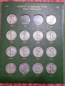 Whitman Walking Liberty Half Dollar Folder w/57 Coins 90% Silver; 1916 to 1947 - Picture 1 of 6