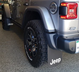 (4) 11" x 19" Mud Flaps JEEP FACTORY LOGO Splash Guards Front & Rear Mud Guards - Picture 1 of 5