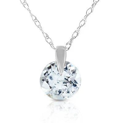 0.65 CTW 14K Solid White gold fine Best Of Times Aquamarine Necklace 16-24" - Imagem 1 de 4