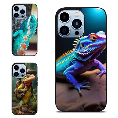 Для Samsung Galaxy Apple iPhone 12 13 уникальный чехол ярко синий ящерица - Изображение 1 из 4