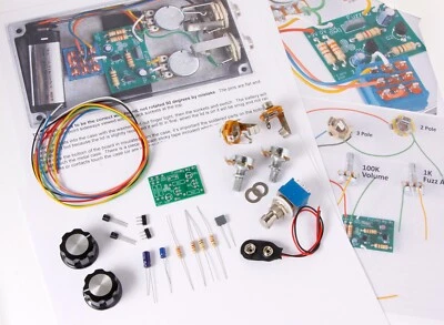 DUNKSELECTROSHOP Fuzz Face Clone Kit Budget Version Knöpfe Fußschalter Stompbox Verzerrungspedal UK