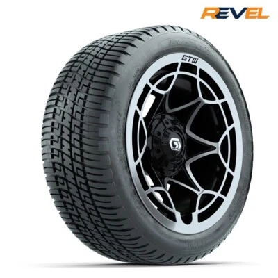 Set of 4, GTW 14" Nexus Silver & Black Golf Cart Wheels w 205/30R14 Fusion Tires Foto 1 de 3