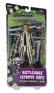 NECA Beetlejuice (Black and White Suit) 7" Action Figure W/Handbook & Snake RARE - Picture 1 of 7