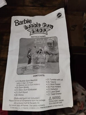 Barbie Bubble Gum Shop Instrucciones Mattel 1994 vintage  Foto 1 de 4