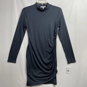Moa Moa Dress Womens Medium Gray Side Ruching Bodycon Knit NEW - Picture 1 of 15