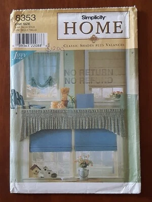 SIMPLICITY PATTERN - ROMAN SHADES VALANCES SWAGS BLINDS CURTAIN JIFFY VIEW UNCUT - Image 1 of 2