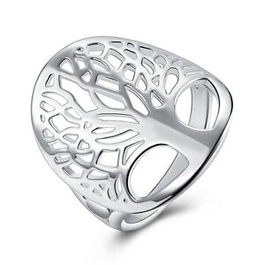 Silver ring 925 tree of life solid women lady jewelry size6-9 wedding cute gift