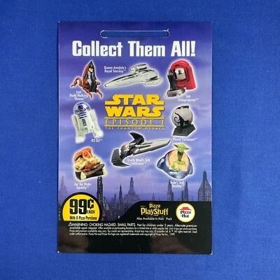 Letrero promocional plástico Star Wars Episodio 1 Pizza Hut 1999 juguetes publicidad Foto 1 de 3