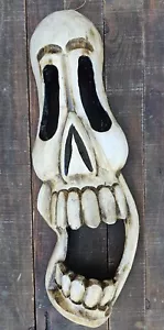 SKULL MASK 20" WOOD HAWAIIAN ISLAND HOME WALL DECOR TRIBAL AFRICAN POLYNESIAN - Picture 1 of 5
