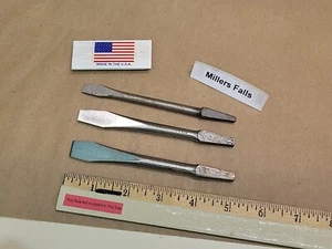 Millers Falls Bit Brace Screwdriver Bit Set Flat Slot 3 Piece New Old Stock USA - Picture 1 of 16