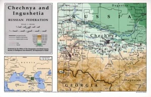 16" x 24" 1995 Map Of Chechnya & Ingushetia Russian Federation - Picture 1 of 1