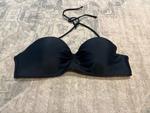 Bikini Top Padded Black Breaking Waves Swim Wear Size XL Removeable Straps - Picture 1 of 5