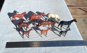 Nine Old Original Die Cast Metal Miniature Toy Horses Farm Animals Horse - Picture 1 of 7