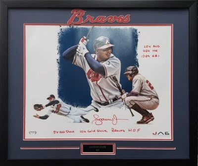 Andruw Jones autographed signed inscribed 16x20 framed MLB Atlanta Braves PSA - Image 1 of 2
