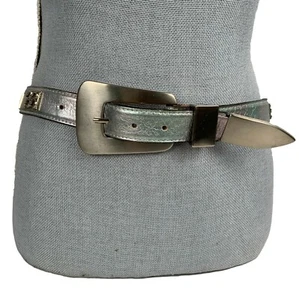 Silver Hologram Size Large Metallic Leather Designer Concho Belt Buckle Point - Picture 1 of 7