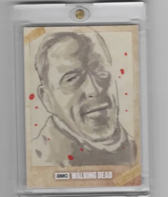 WALKING DEAD SEASON 6 NEGAN SKETCH CARD BY ARTIST FREDDIE LOPEZ JR  1/1! - Image 1 of 2