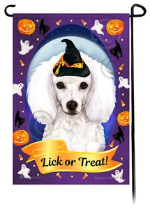 Halloween Garden Flag - White Poodle - Picture 1 of 1