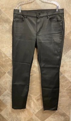 Pantalones para mujer Ann Taylor 14 negros mezcla de algodón elásticos estilo imitación cuero Foto 1 de 4