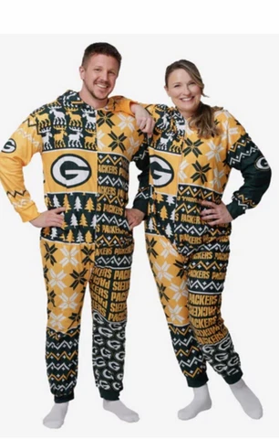 Green Bay Packers Christmas Sweater Pajamas, Men's Sz Large NFL FOCOusa Cover