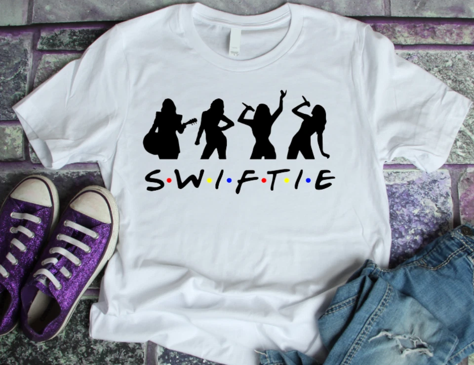 FRUIT OF THE LOOM Swiftie friends t shirt girls gift graphic top kids present music concert UK