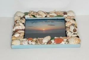 Kim Korenski Klein Custom Sea Shells Sea Glass Art Wall Photo Frame Fits 8x8 - Picture 1 of 11