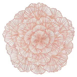 Rose Gold Placemats Set of 6 Tablemats Flower Round Vinyl Place Mats Table Se... - Picture 1 of 7