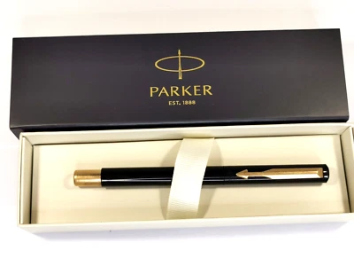 24K. Vergoldet PARKER Vector Füllfederhalter Schwarz Geschenk Edel Nobel