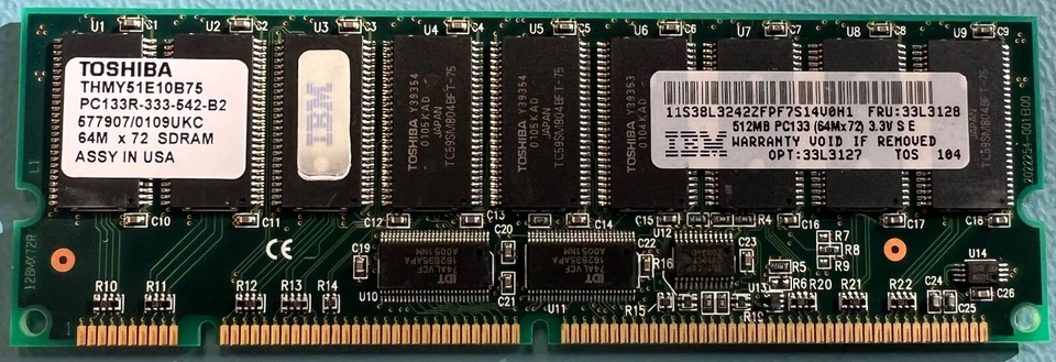 IBM 33L3128 512MB PC-133 DDR 3.3V Memory Module 33L3127 - Image 1 of 1