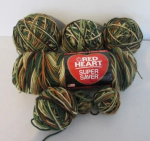 Lot Skein Red Heart Super Saver Yarn Woodsy #0961 17+ oz Acrylic Brown Green Tan - Picture 1 of 3