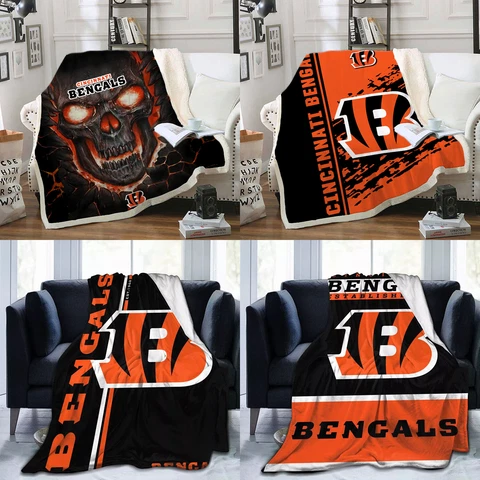 Cincinnati Bengals Winter Fleece Throw Blanket Warm Soft Sherpa Blanket Gift Cover