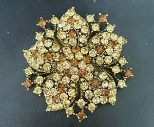 Broche/colgante brillante color otoño, tono dorado impresionantes pedrería marrón tostado - Imagen 1 de 2