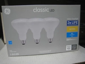 GE Classic 65-Watt EQ LED BR30 Soft White Floodlight 3 Bulbs 650 Lumens Soft Wt - Picture 1 of 8