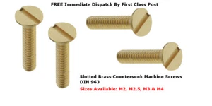 M2.5 M3 M4 Brass Slotted Countersunk CSK Machine Screws DIN963 - 1ST Class Post - Picture 1 of 2