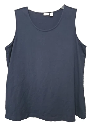 Camiseta sin mangas Caslon azul marino de algodón/spandex talla 2X Foto 1 de 4