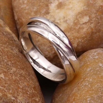 Solid 925 Sterling Silver Band Ring Wrap Statement Handmade Ring All Size - Image 1 of 4