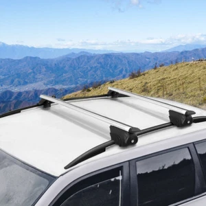 Universal Car Roof Rack Cross Bars Aluminium Adjustable 111cm Silver Upgraded - Picture 1 of 12