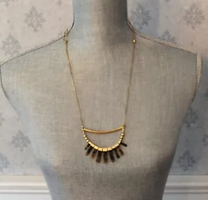 Madewell NWT Gold Beaded Faux Tortoise Drop Chain Necklace - Picture 1 of 6