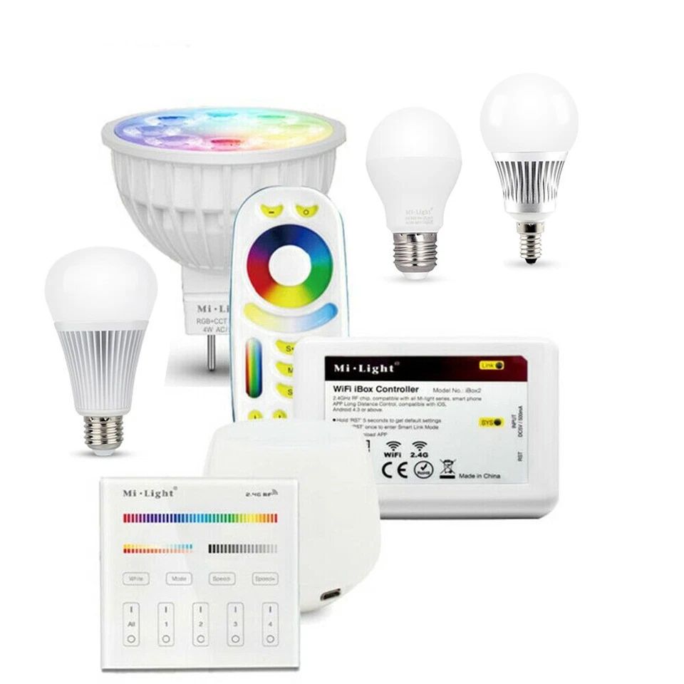 RGBCCT W/WW E27 E14 GU10 MR16 LED Bulb Light Dimmable RGB CCT Alexa 2.4G Milight - Image 1 of 4