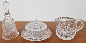 Crystal Dish with Lid & Crystal Small jug & Crystal Table Bell Vintage Crystal - Bild 1 von 21